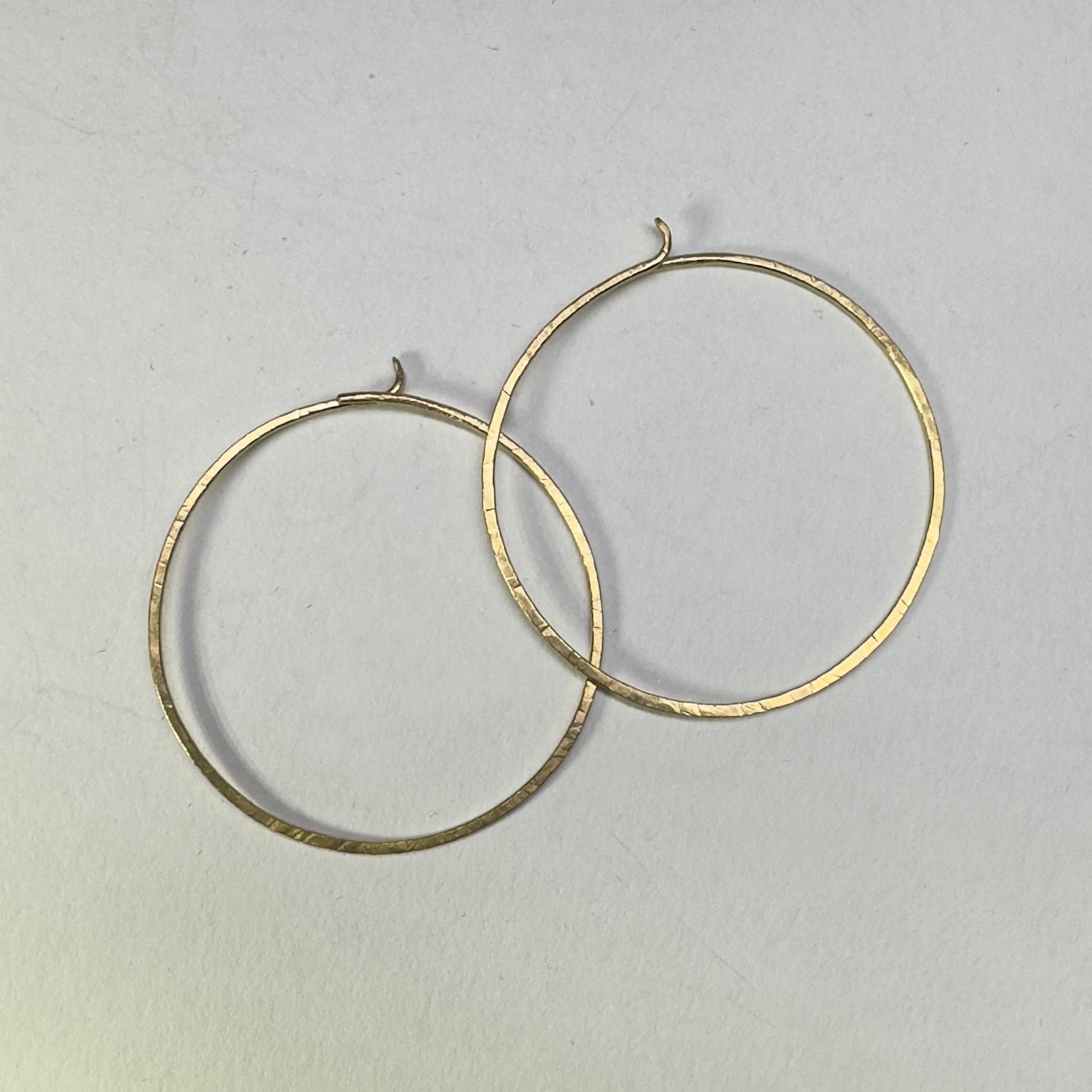 18k gold forged hoops