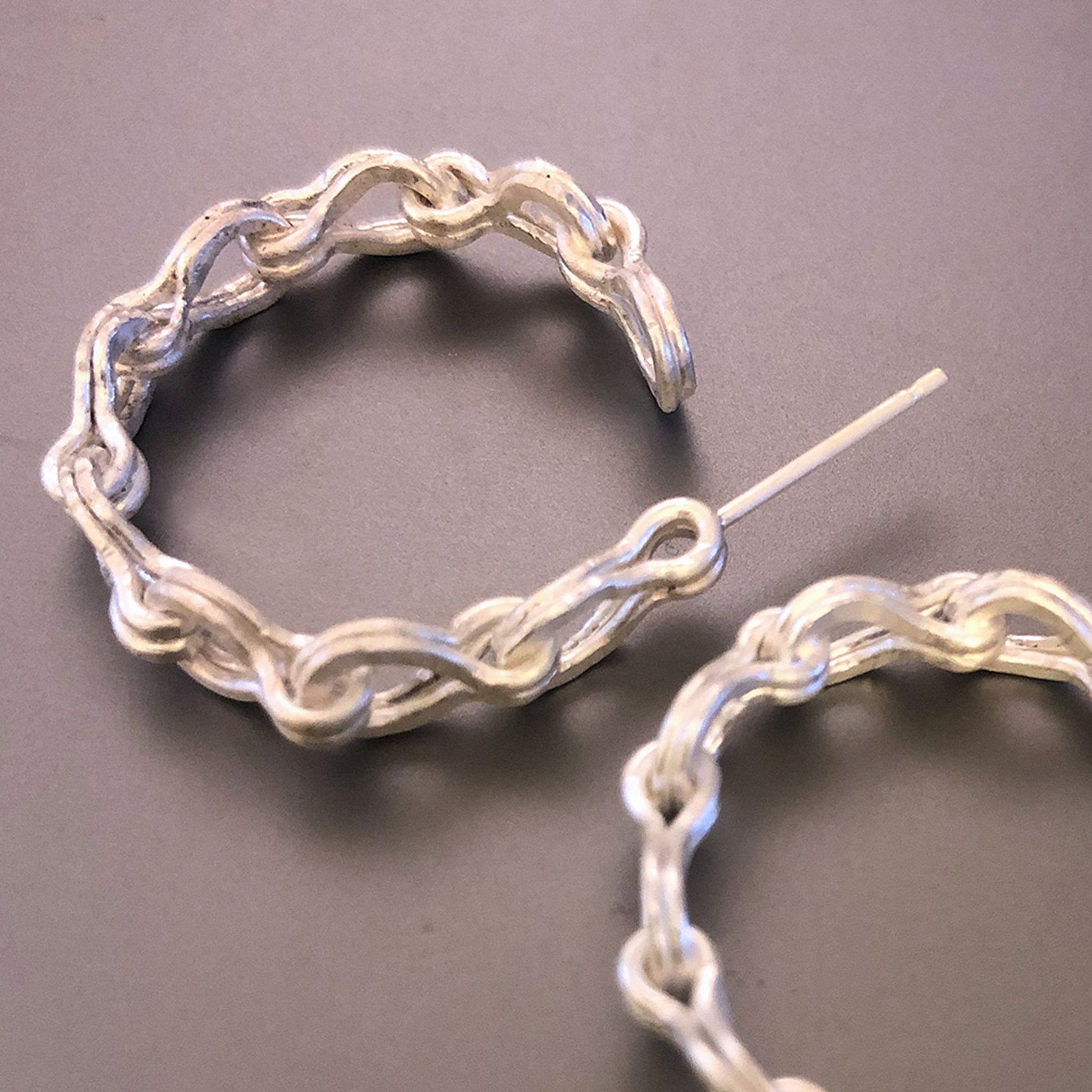 Roman chain hoops fine silver